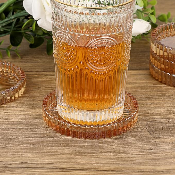 JUXYES Set of 5 Heat-Resistant Clear Glass Coaster - Image 5