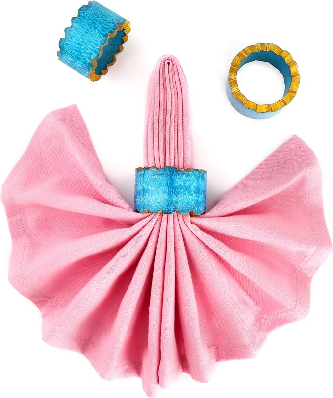 ALPHA Living HOME Handmade Epoxy Napkin Rings Set of 12 | Elegant Round Napkin - Image 8