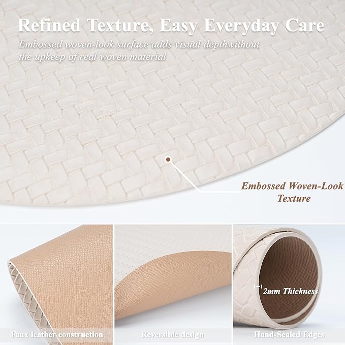 Woven Faux Leather Oval Placemats Set of 4/6 - Image 7