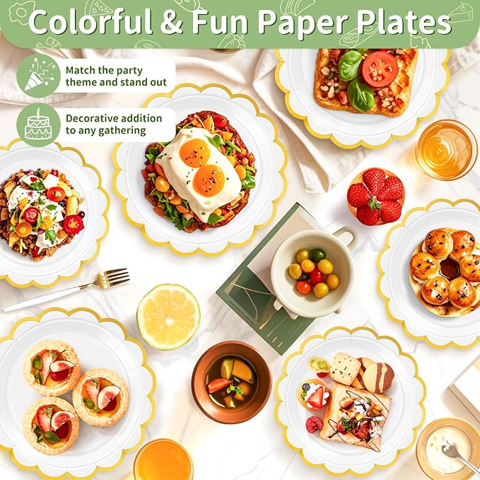 50 Pcs White Paper Plates Disposable, Dessert Cake Plates, - Image 5