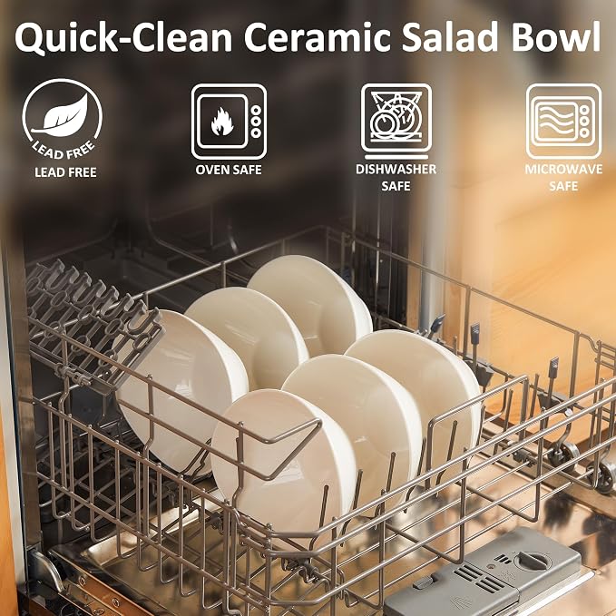 Teocera 7 Inch Salad Bowls Set of 6, 18 oz Large Soup Bowls– Microwave & - Image 7