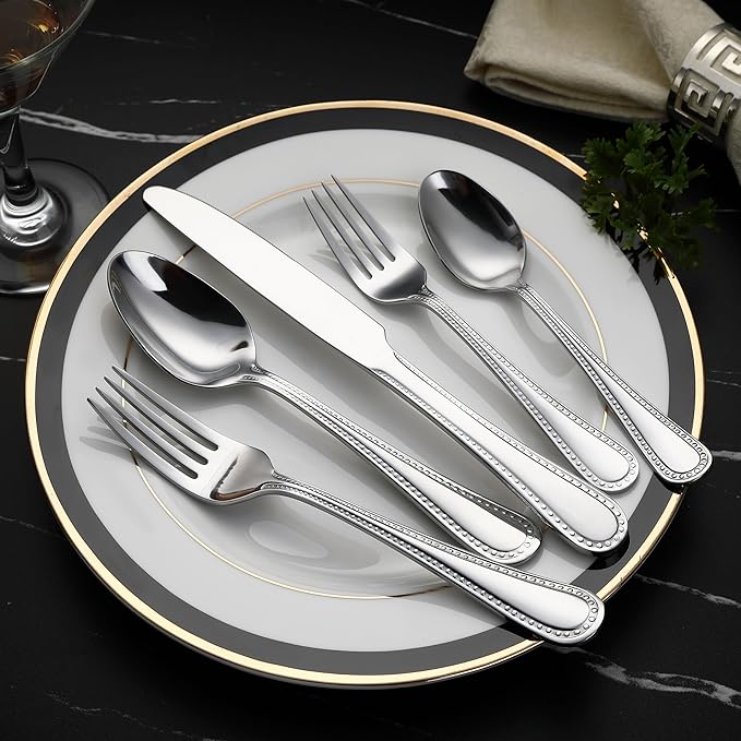 Amazon Basics Silverware Set, Stainless Steel Flatware, Dishwasher Safe - Image 6