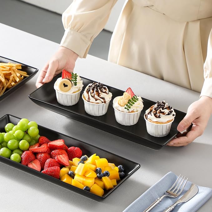 MALACASA 3 Tier Serving Trays for Party, Stoneware Serving Platters and Trays - Image 6