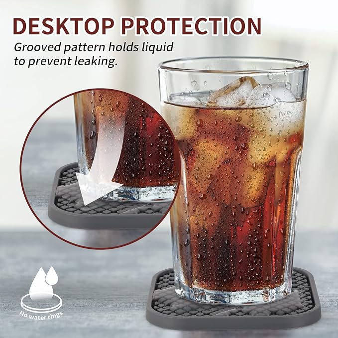 ME.FAN Silicone Coasters with Holder Square Drink Cup Mat - Image 7