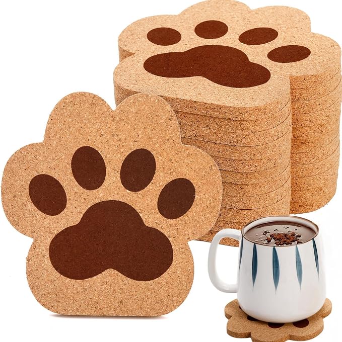 Tlence 12 Pack Cork Coasters for Drinks, 4.7" Absorbent Cup Mat Set, Heat by Tlence
