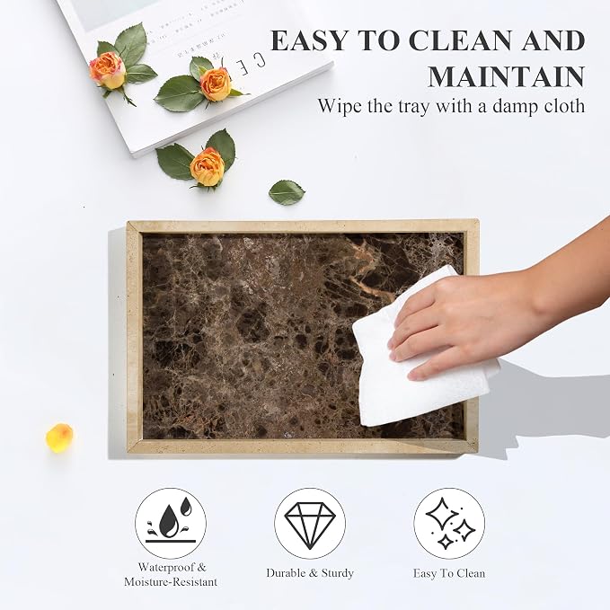 Real Natural Marble Tray for Bathroom, Genuine Marble Stone Vanity Tray - Image 7