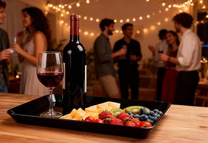 DCA 4 Pack Black Serving Trays for Entertaining, BBQ & Parties | Grilling - Image 2