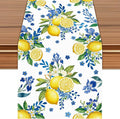 Lemon and Blue Floral Table Runner, 108 x 13 inches, Easy Care Machine Washable by Unknown