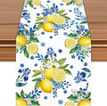 Lemon and Blue Floral Table Runner, 90 x 13 inches, Easy Care Machine Washable by Unknown