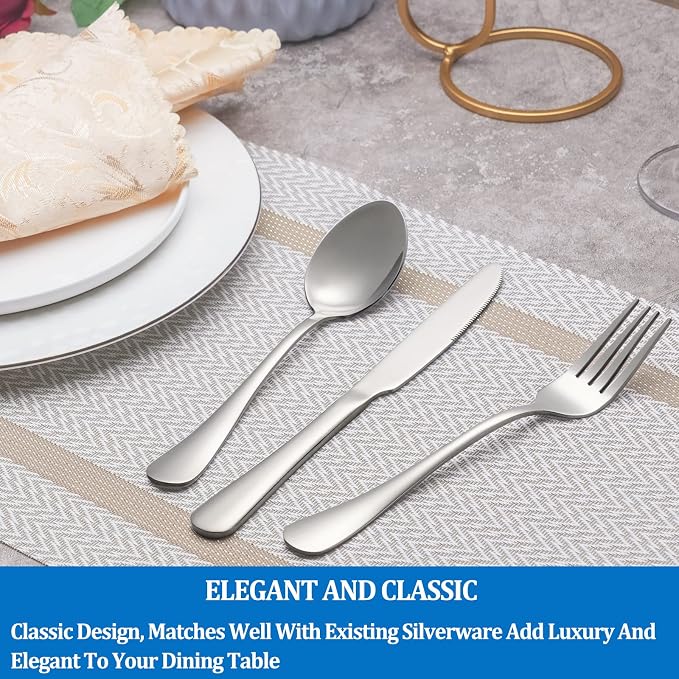 24 Pcs Forks and Spoons Silverware Set, Food Grade Stainless Steel Flatware - Image 6