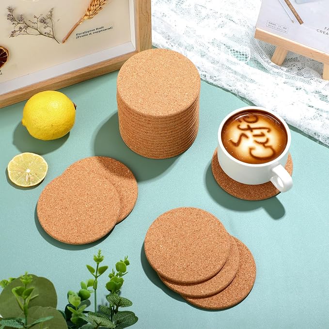 Lallisa 50 Pcs Cork Coasters for Drinks, Thick Absorbent Cork Coasters Bulk - Image 6