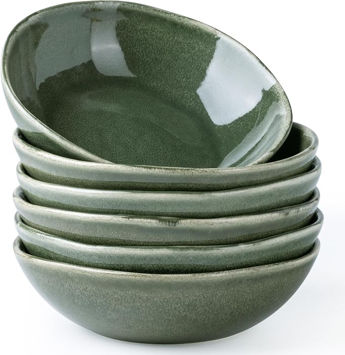 AmorArc Ceramic Cereal Bowls Set of 6, 24 oz Handmade Stoneware Bowls by AmorArc