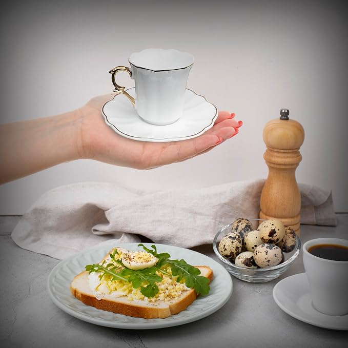 BTaT- Porcelain Espresso Cups Set, 3 oz, 6 Set, Small Coffee Mugs | Elegant - Image 5