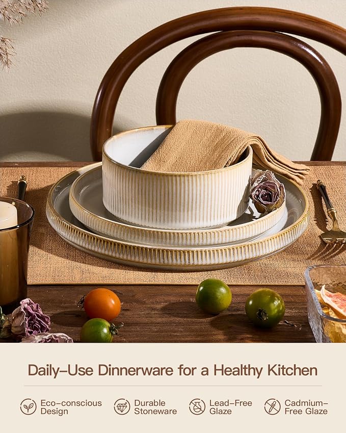 Stoneware Dinnerware Sets, Reactive Glaze Dishes Set - Image 5