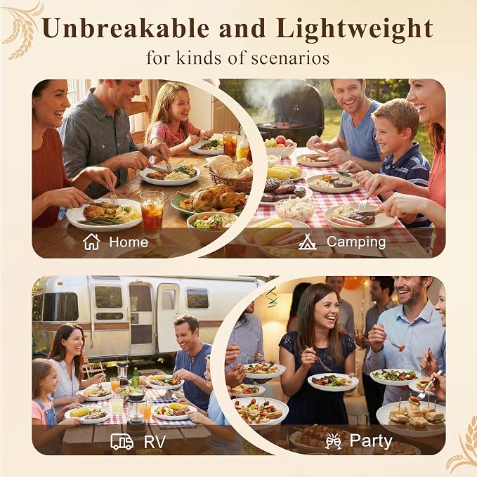 Wheat Straw Plates 10 Inch, Reusable Plastic Plates Set - Image 7