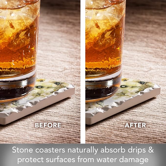 Thirstystone Floral Scriptures 4 Pack Assorted Tumbled Tile Stone Coasters | 4" - Image 4