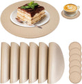 Set of 6 Faux Leather Gold Round Placemats and Coasters, Coffee Mats Kitchen by JOVONO