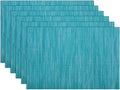SHACOS Woven Vinyl Placemats Set of 6 Wipe Clean Wasahble Place Mats by SHACOS