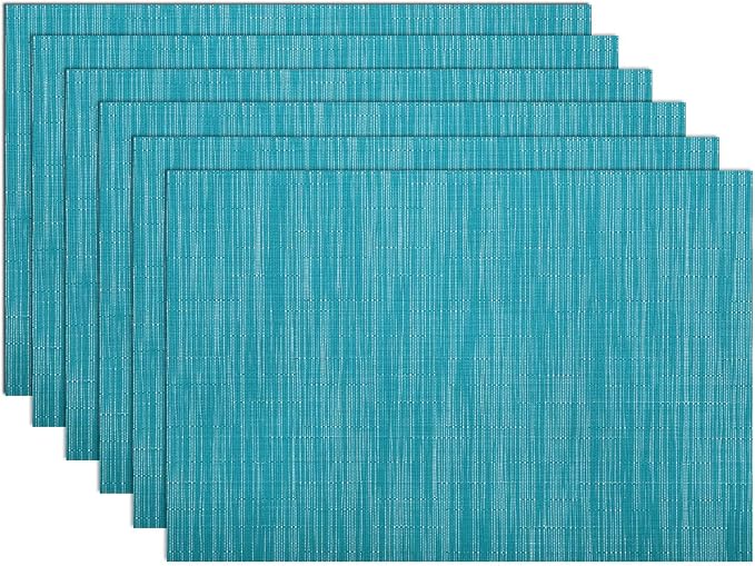 SHACOS Woven Vinyl Placemats Set of 6 Wipe Clean Wasahble Place Mats by SHACOS