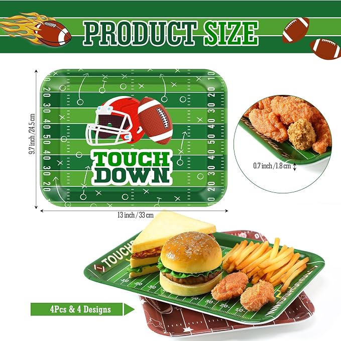4 Pieces Serving Trays Melamine Platters Reusable Rectangle Party Trays - Image 2