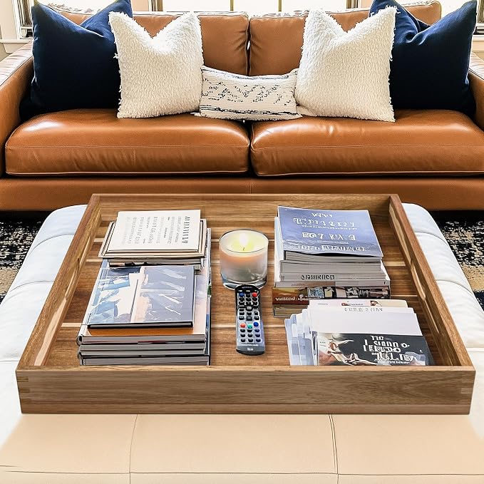 Extra Large Ottoman Tray, Oversized Coffee Table Tray, Serving Platter Tray - Image 2