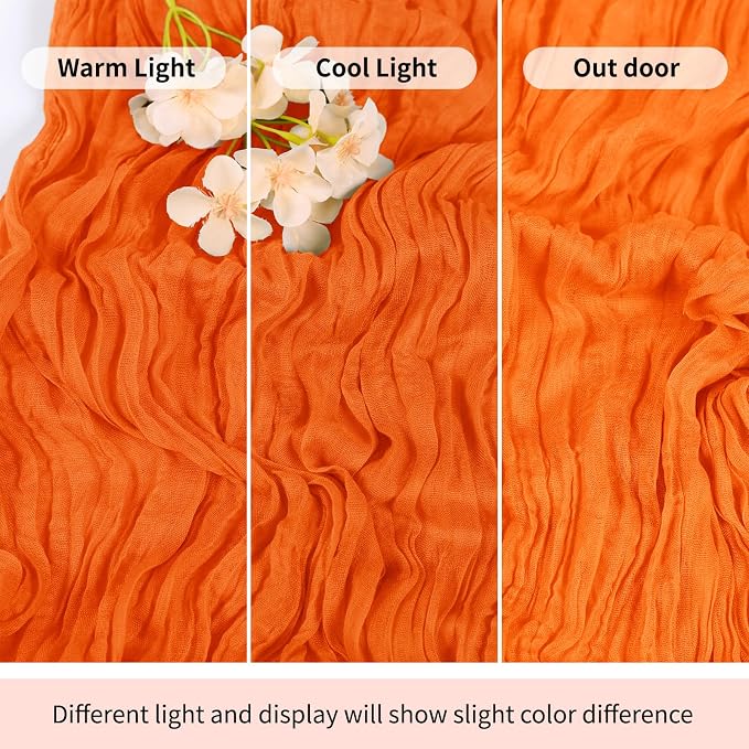 6 Pack Orange Cheesecloth Table Runner 17x108 Inch Semi Sheer Boho Gauze Cheese - Image 7