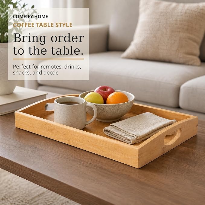 Comfify Bamboo Serving Trays – Set of 3 Ottoman Trays - Image 5
