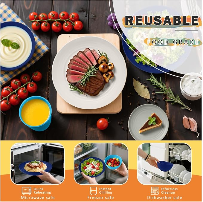 Wheat Straw Dinnerware Sets of 32, Unbreakable Plates and Bowls Sets Service - Image 6