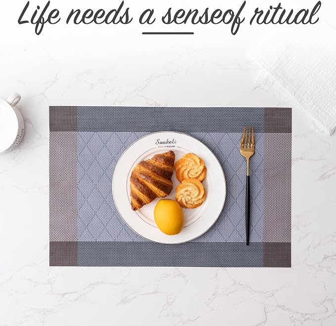 Placemats Set of 4 Washable Indoor | Outdoor Vinyl Place Mats - Image 4