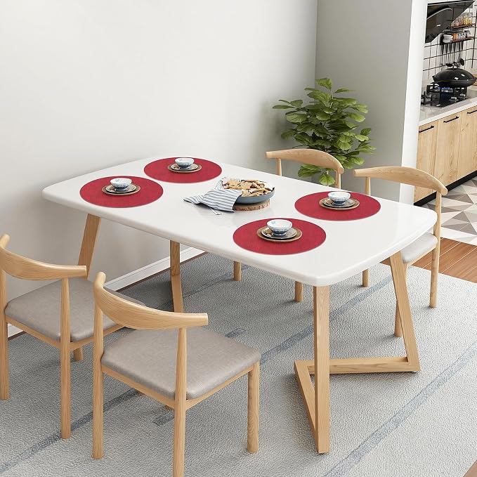 Homaxy Round Faux Leather Placemats and Coasters, Wipeable Place Mats, - Image 9