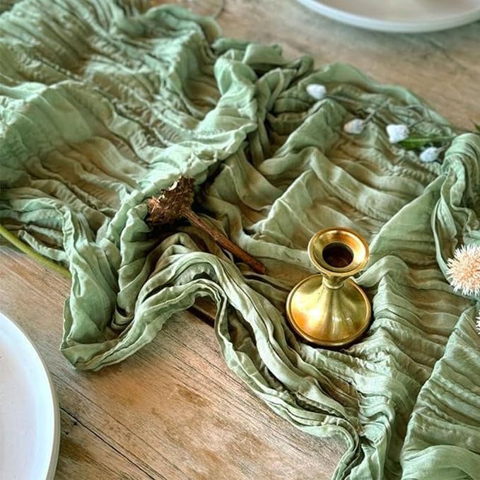6Pack Sage Green Cheesecloth Table Runner 17x108inch Sheer Table Runner | Sage - Image 4