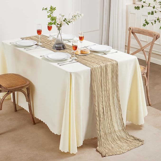 AGIRL 6 Pack Beige Cheesecloth Table Runner 10FT Fall Boho Gauze Home Decor | - Image 8