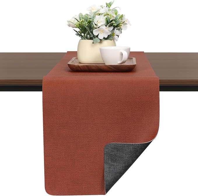 Table Runners 72 Inch Long, Dual-Sided Faux Leather Table Runner | Waterproof by Chitomars