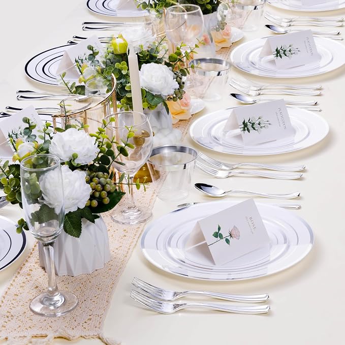 BESTSTAR 100PCS White Plastic Plates - Image 7