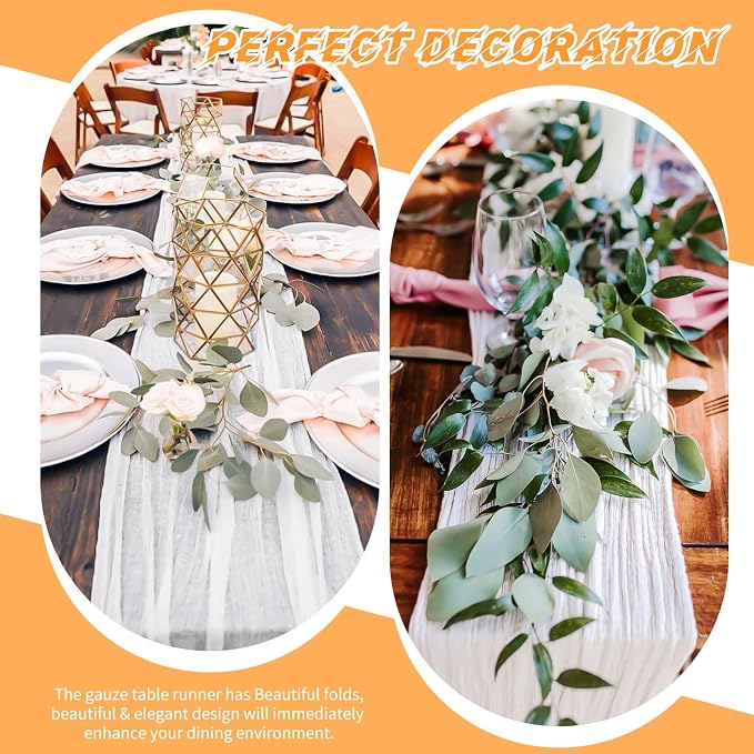 10 Pack White Cheesecloth Table Runner 17x108 Inch Boho Gauze Cheese Cloth - Image 6