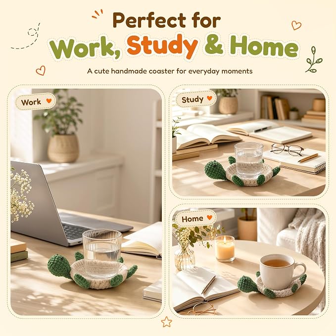 Handmade Crochet Coasters, Fun 3D Animal Flippable Drink Coasters Cute Soft Cup - Image 5