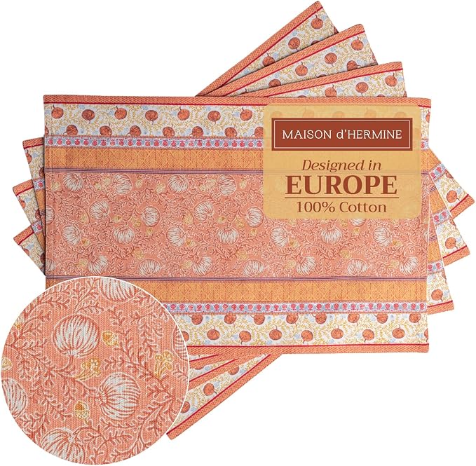 Maison d' Hermine Placemats Set of 4 Reusable 100% Cotton | Cloth Place Mats by MaisondHermine
