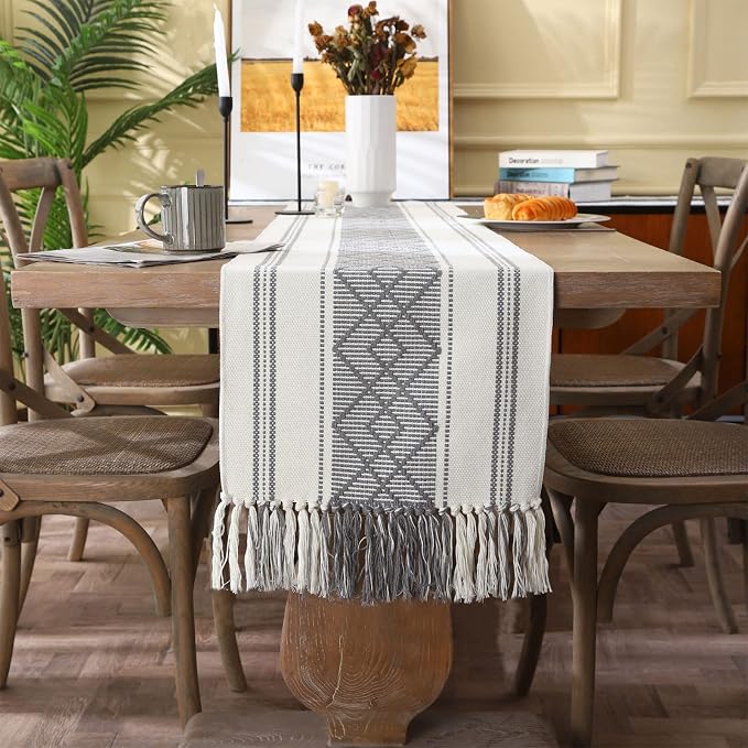 Woven Table Runners Farmhouse Style, Boho Table Runners 90 inches Long - Image 7