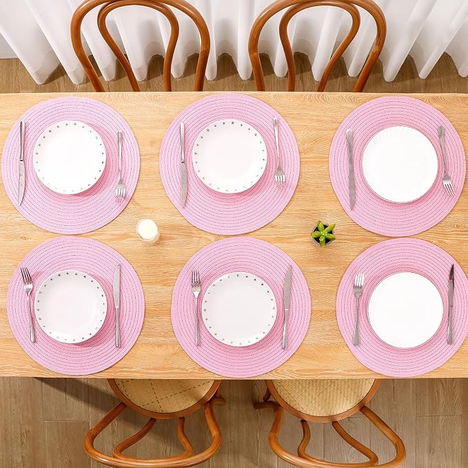 SHACOS Round Braided Placemats Set of 6 Round Table Mats - Image 8