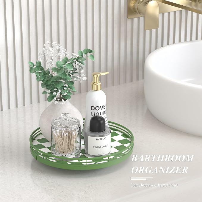 Green and White Checkerboard Lazy Susan - Image 5