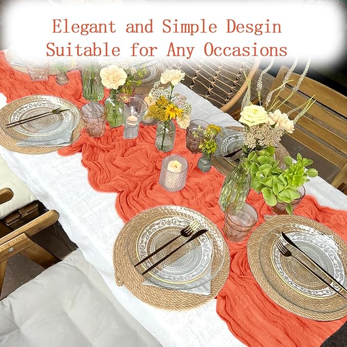 4 Pack Orange Cheesecloth Table Runner 20 x 120 inch Gauze Table Runners 10 FT - Image 5