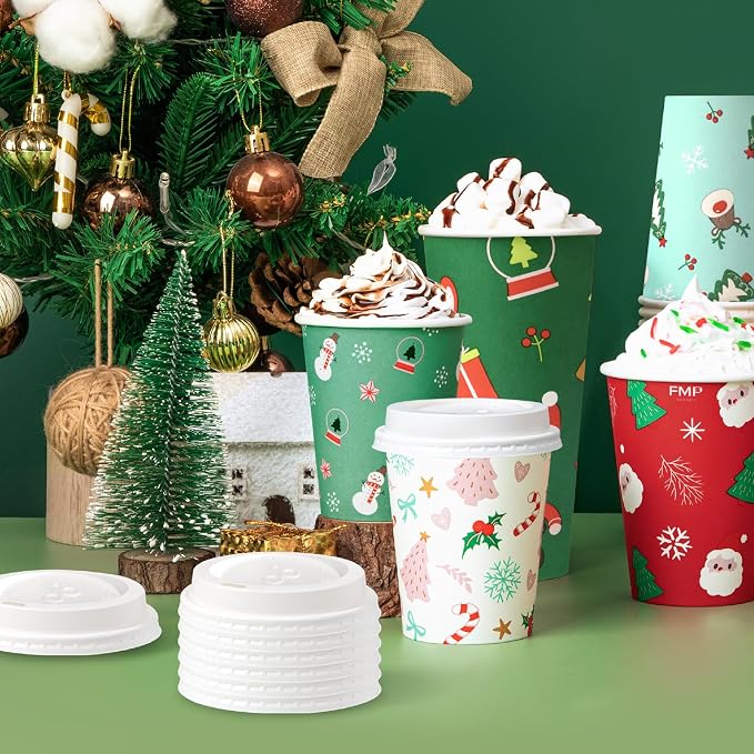 Fit Meal Prep 50 Pack 8 oz Christmas Disposable Coffee Cups - Image 7