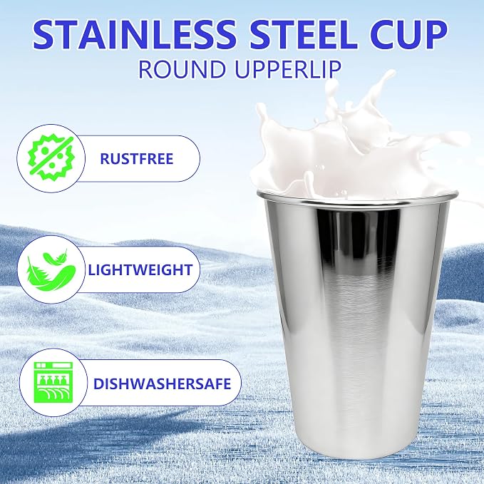 20oz 20PCS Stainless Steel Pint Cups, Reusable metal Cups, Drinking | Pint - Image 4