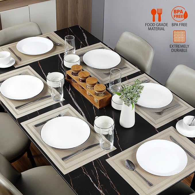 Placemats Set of 12, Vinyl PVC Heat Resistant Washable Placemats Set, Non Slip - Image 6