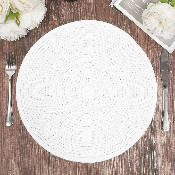 SHACOS Round Braided Placemats Set of 6 Round Table Mats - Image 2