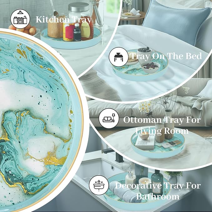 Plastic Serving Tray with Handles, Marbling Tray - Image 7