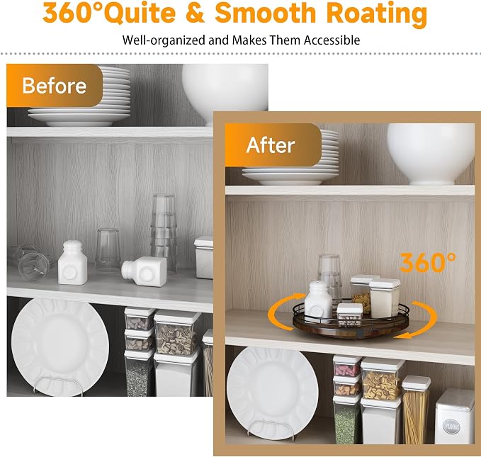 AMH 10-Inch Farmhouse Oak Lazy Susan Cabinet Organizer, Walnut Finish | Smooth - Image 3