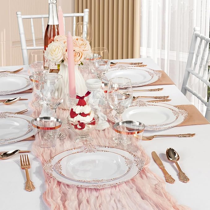 Bestluck 350PCS Rose Gold Disposable Dinnerware - Image 7