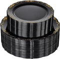 U-QE 100PCS Black and Gold Plastic Plates by U-QE