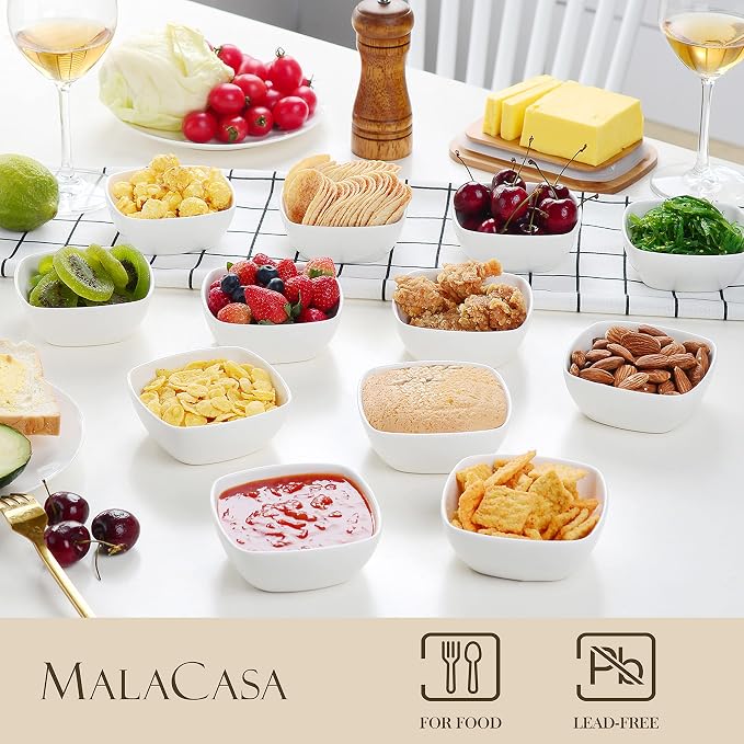 MALACASA 5 oz Porcelain Dip Bowls Set, 12 Pack Small Ramekins Stackable | - Image 5